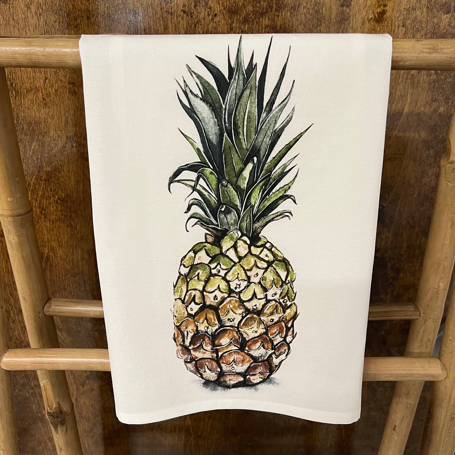 Custom Your Town Pineapple (watercolor 27x27 Kitchen Towel Kitchen Towel/Dishcloth Blue Poppy Designs White Art Only