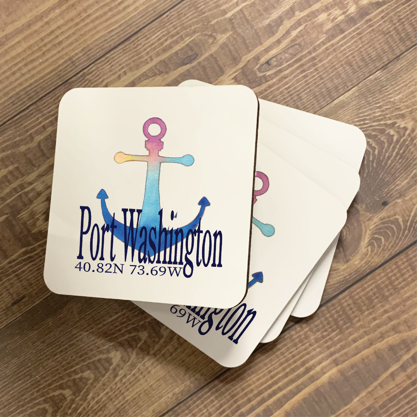 Anchor Your Town Coasters with Cork Backs Coasters Blue Poppy Designs