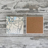 Nautical Map Square Sandstone Coasters (with Cork Back) Coasters Blue Poppy Designs   