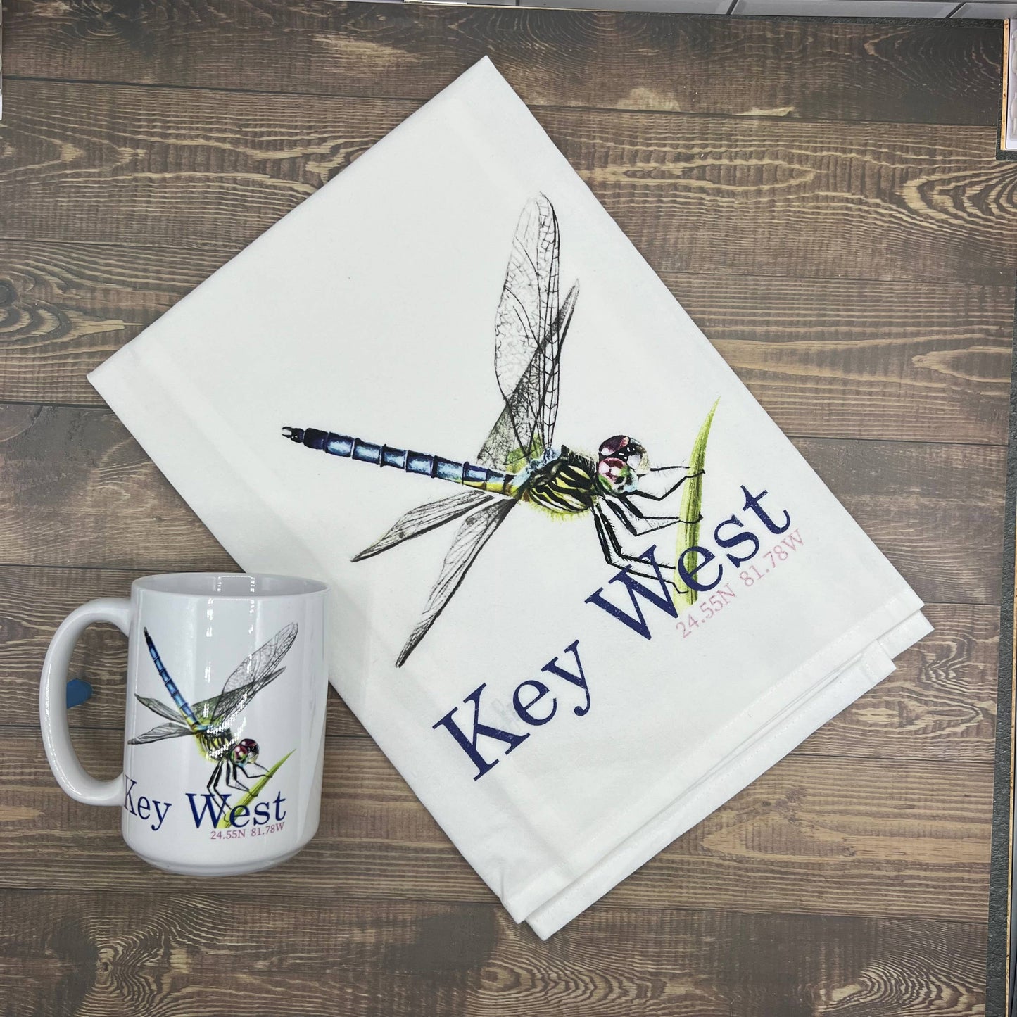 Dragonfly 15 oz Coffee Mug - Customize it with your town Coffee Mug/Cup Blue Poppy Designs