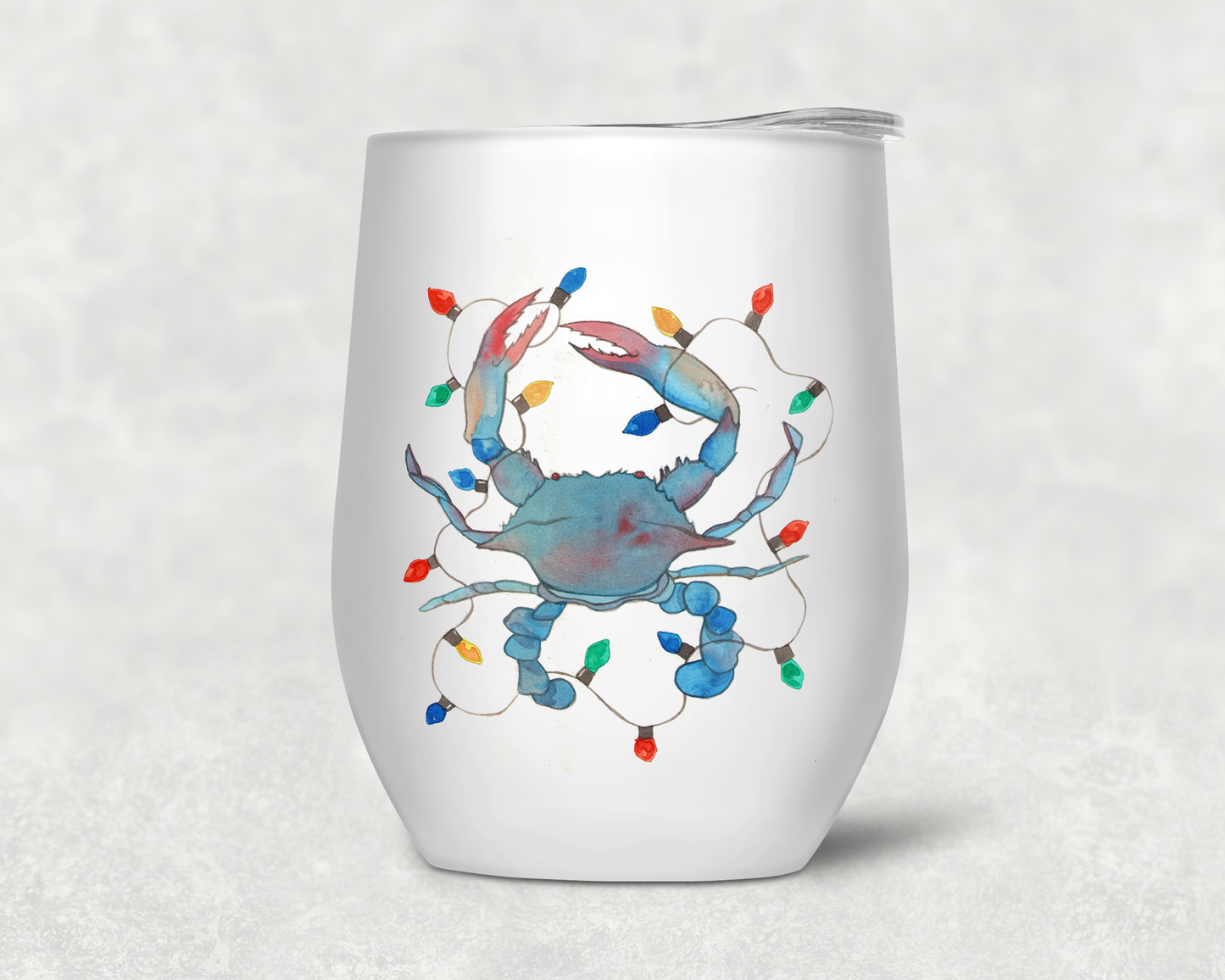 Christmas Crab Wine Tumbler - Customize it with your town Drinking Glass/Tumbler Blue Poppy Designs