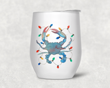 Christmas Crab Wine Tumbler - Customize it with your town Drinking Glass/Tumbler Blue Poppy Designs   
