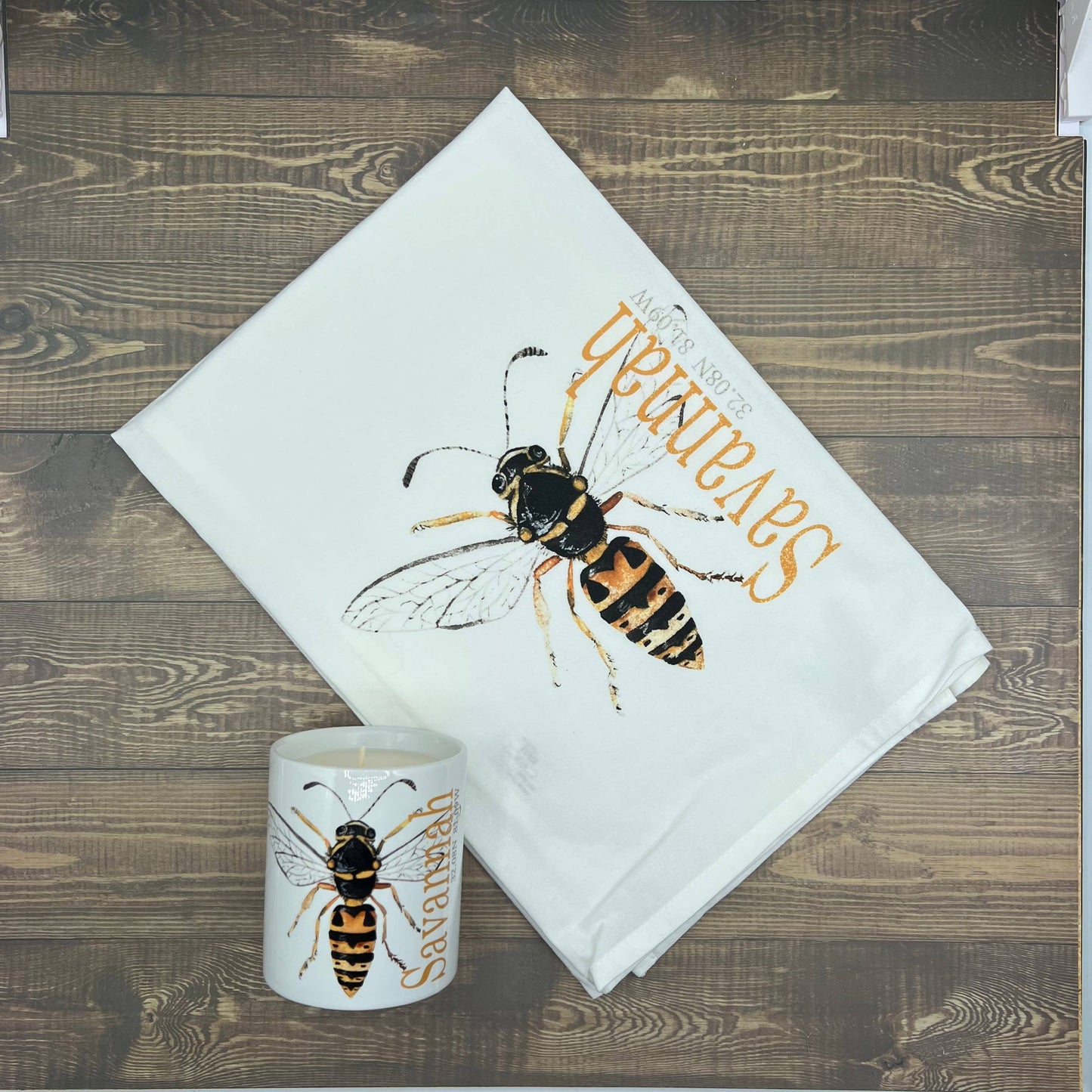 Custom Your Town Hornet (watercolor) 27x27 Kitchen Towel Kitchen Towel/Dishcloth Blue Poppy Designs