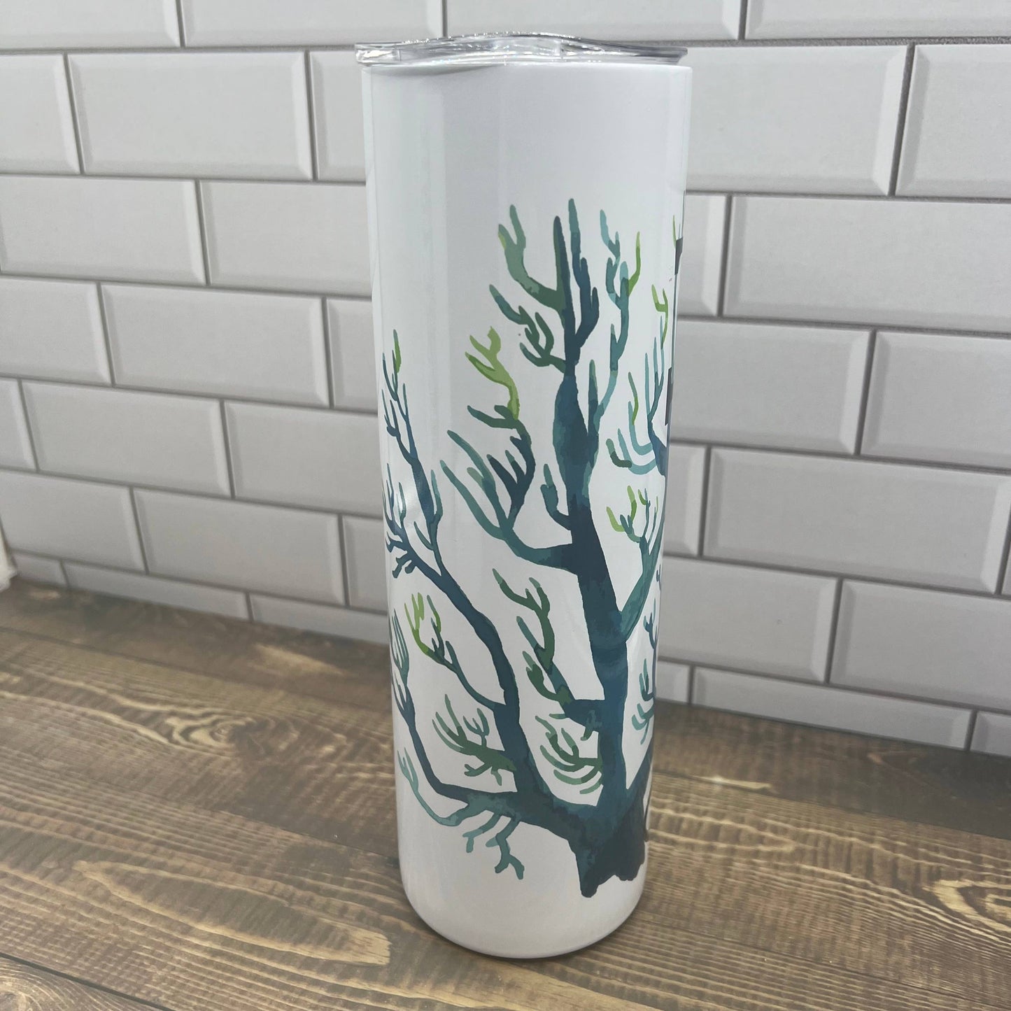 Blue Coral 30 oz Tumbler - Customize it with your town Drinking Glass/Tumbler Blue Poppy Designs