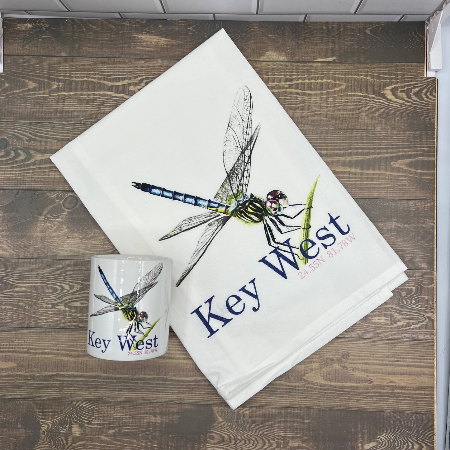 Custom Your Town Dragonfly watercolor 27x27 Kitchen Towel Kitchen Towel/Dishcloth Blue Poppy Designs