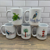Palm Tree 15 oz Coffee Mug - Customize it with your town Coffee Mug/Cup Blue Poppy Designs   