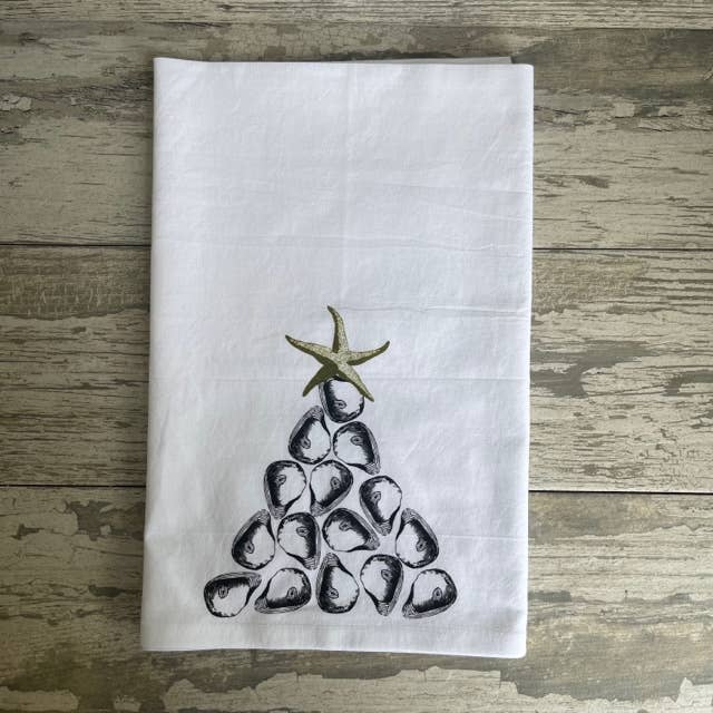 Christmas Watercolor Oyster Tree Kitchen Towel Kitchen Towel/Dishcloth Blue Poppy Designs
