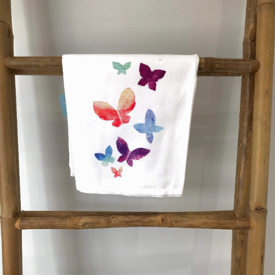 Watercolor Butterfly Kitchen Towel Kitchen Towel/Dishcloth Blue Poppy Designs 27x27 White Art Only