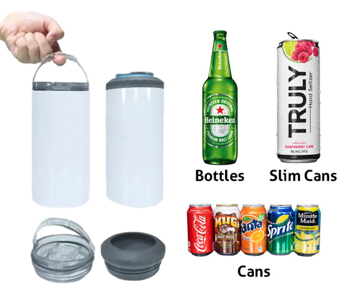 Oyster 4 in 1 Can Cooler - Customize it with your town Drinking Glass/Tumbler Blue Poppy Designs