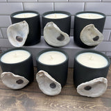 Oyster Shell candle - 13 oz matte gray ceramic candle vessel Jar/Filled Candle Blue Poppy Designs