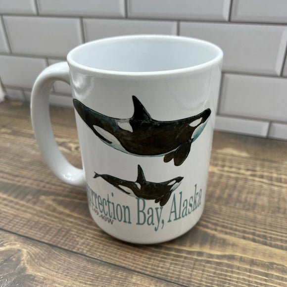 Orca Whale 15 oz Coffee Mug - Customize it with your town Coffee Mug/Cup Blue Poppy Designs Art Only  