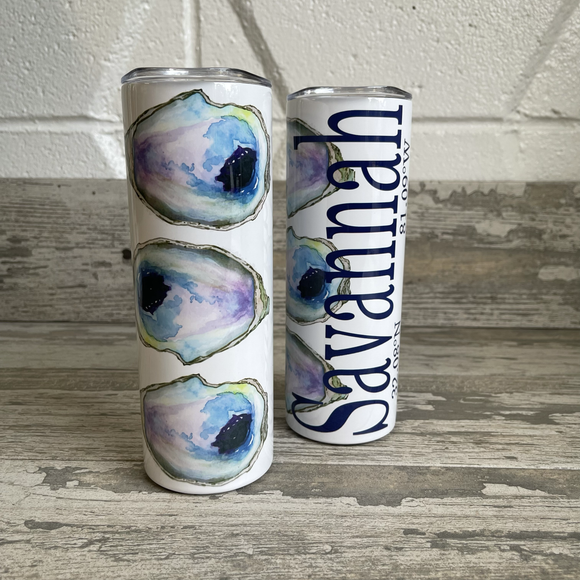 Triple Oyster 20 oz Tumbler - Customize it with your town Drinking Glass/Tumbler Blue Poppy Designs   