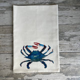 Watercolor Blue Crab 27 x 27 Towel Kitchen Towel/Dishcloth Blue Poppy Designs Natural Art Only 