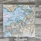Nautical Map Square Sandstone Coasters (with Cork Back) Coasters Blue Poppy Designs   