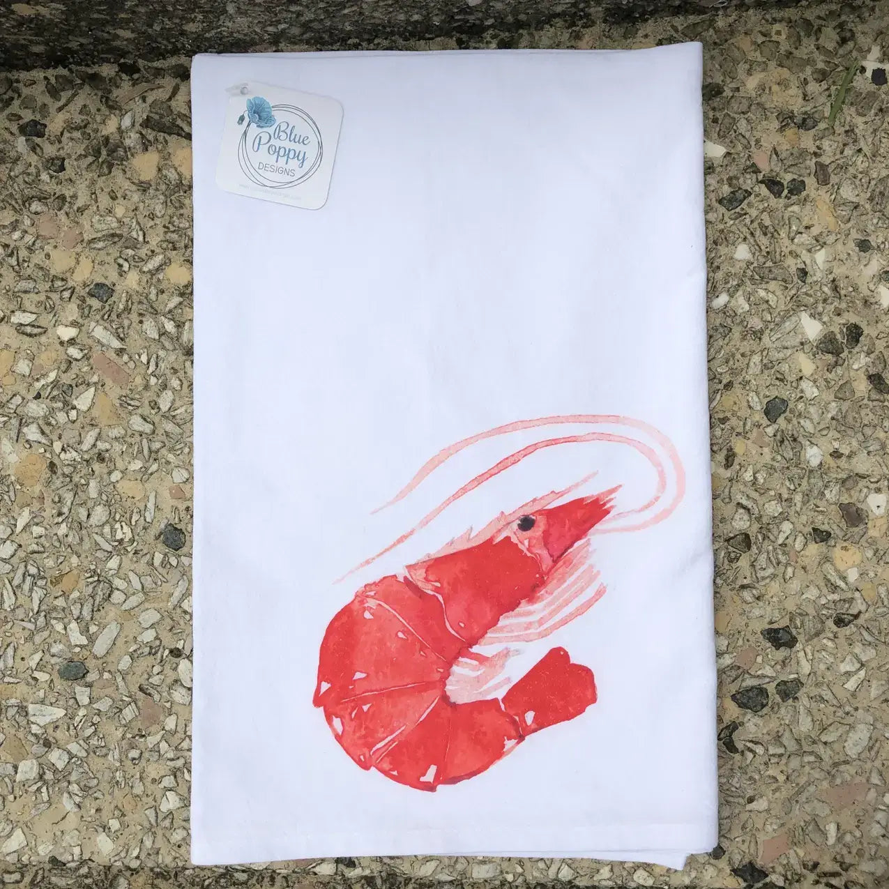 Custom Your Town Shrimp (watercolor) 27x27 Kitchen Towel Kitchen Towel/Dishcloth Blue Poppy Designs Art Only