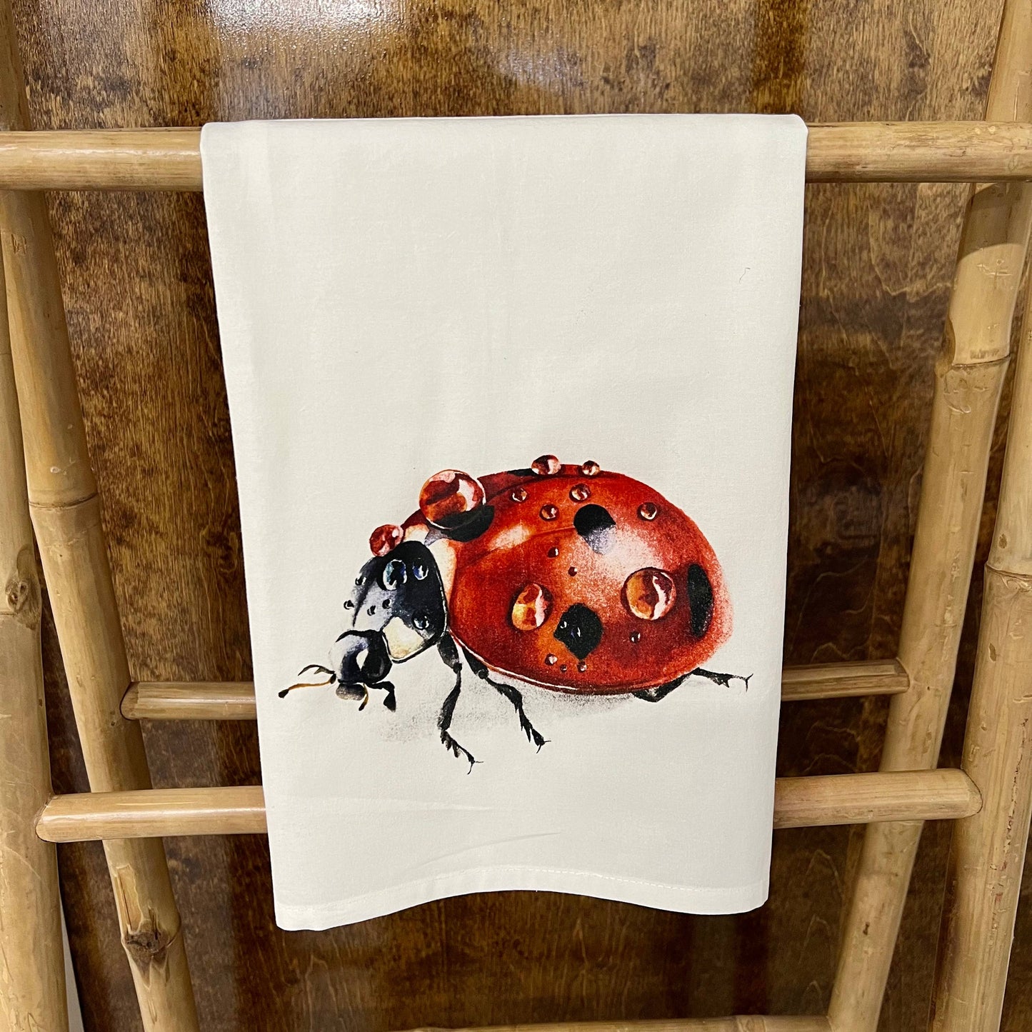 Ladybug (watercolor) 27x27 Kitchen Towel - Custom Your Town Kitchen Towel/Dishcloth Blue Poppy Designs White Art Only