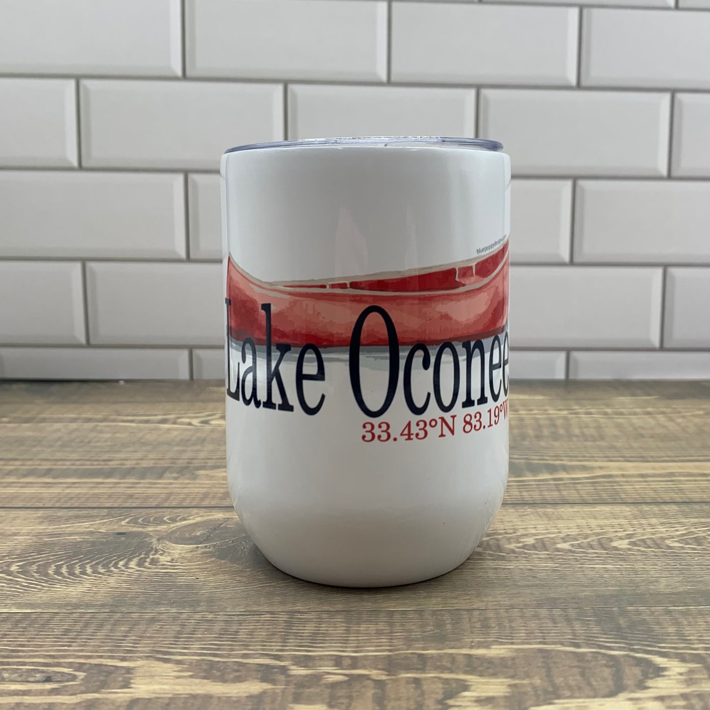 Canoe Wine Tumbler - Customize it with your town Drinking Glass/Tumbler Blue Poppy Designs