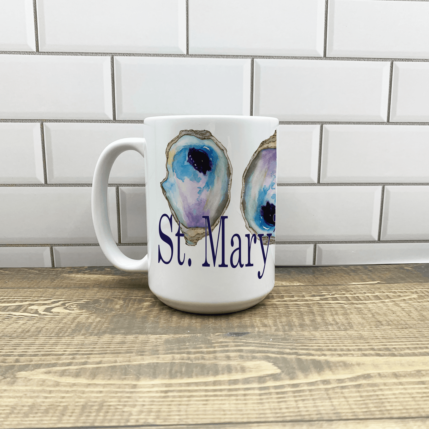 Oyster 15 oz Coffee Mug - Customize it with your town Coffee Mug/Cup Blue Poppy Designs