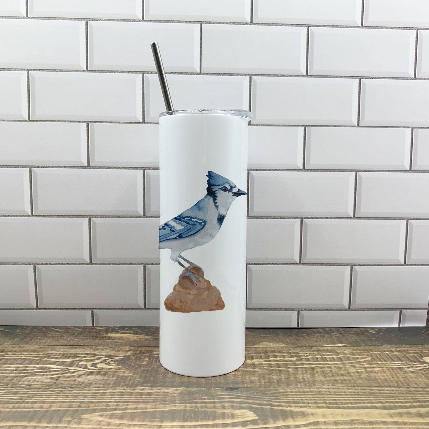 Blue Jay 20 oz Tumbler - Customize it with your town Insulated Mug/Tumbler Blue Poppy Designs Art Only