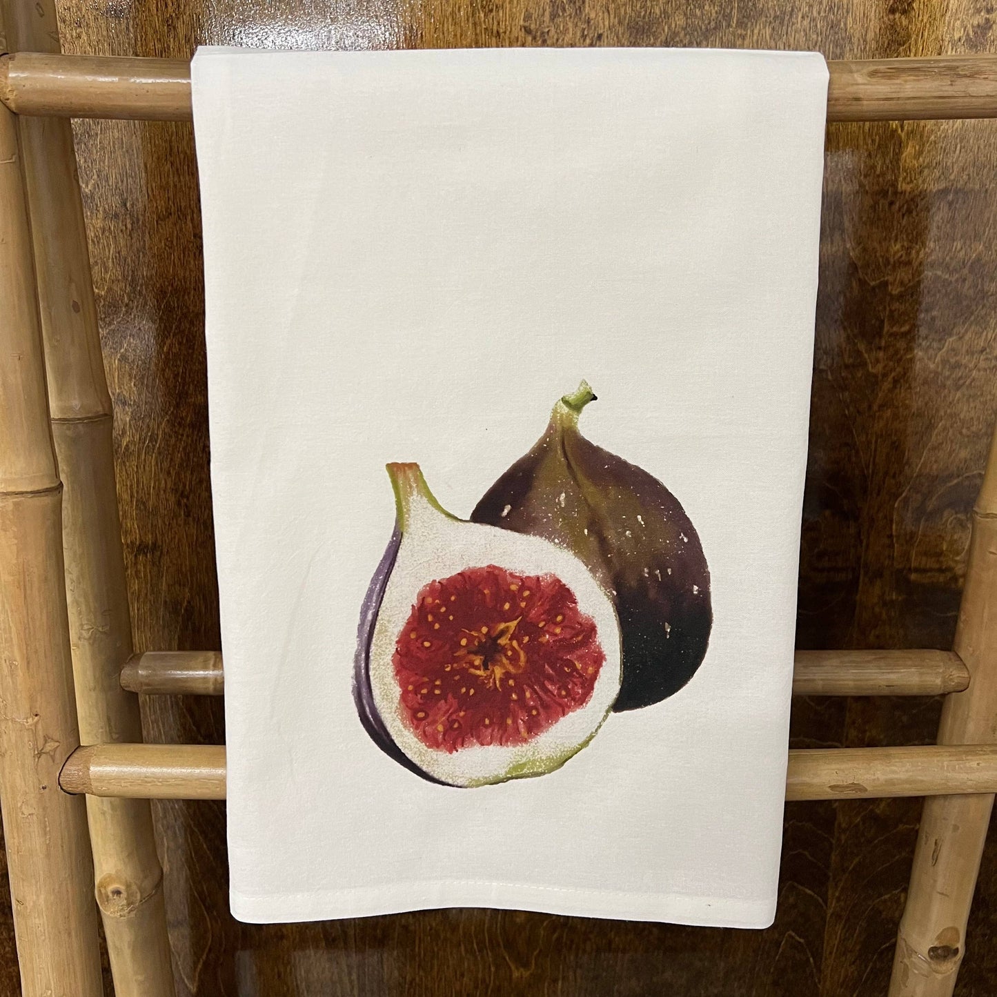 Fig (watercolor painting) 27 x 27 Kitchen Towel Kitchen Towel/Dishcloth Blue Poppy Designs White Art Only