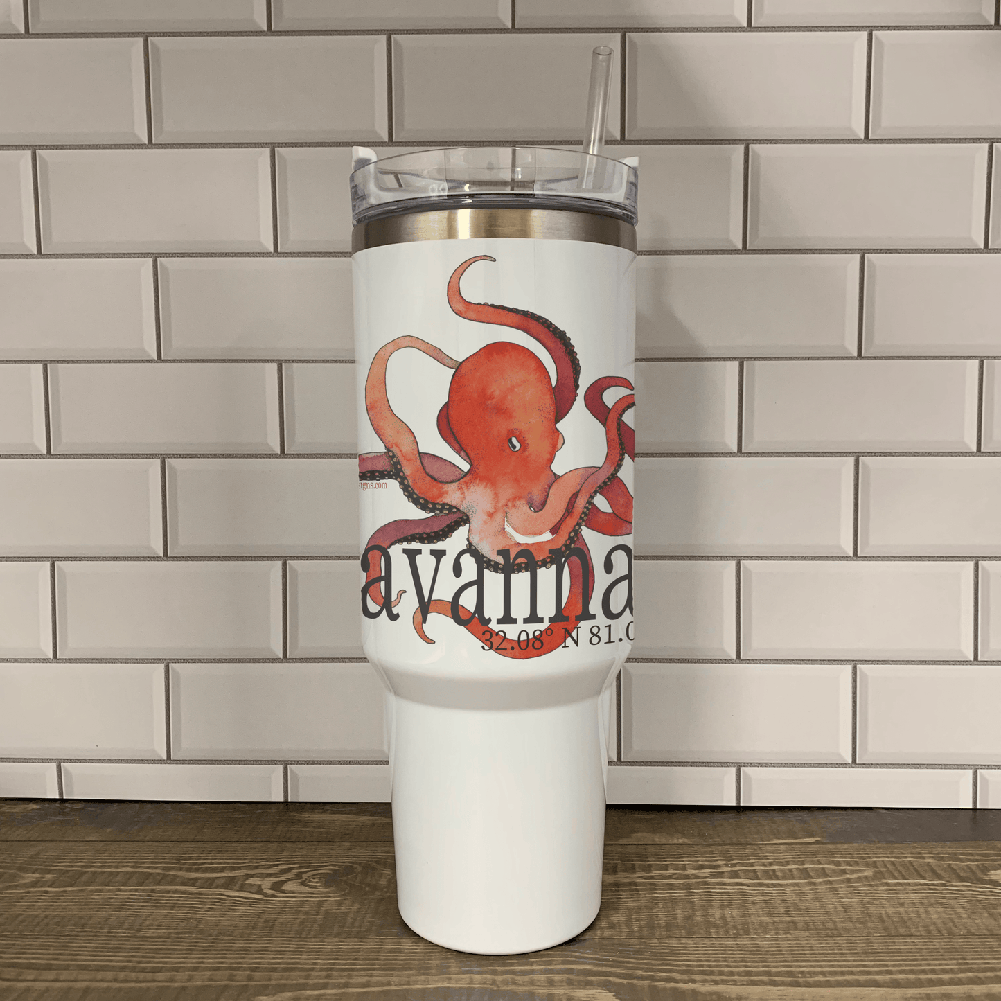 Octopus 40oz Tumbler - Name Drop with your town Insulated Mug/Tumbler Blue Poppy Designs Art Only