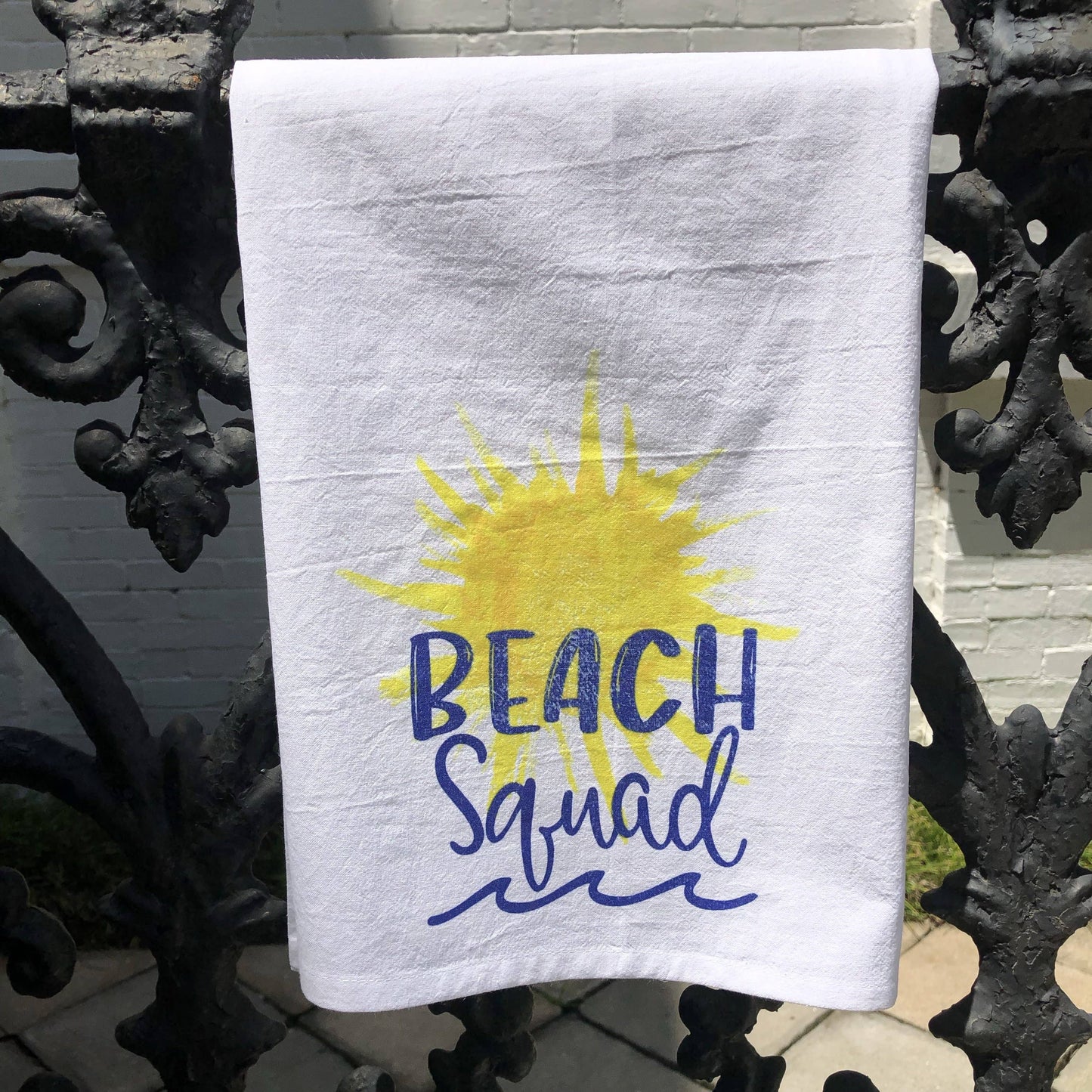 Watercolor Beach Squad Kitchen Towel Kitchen Towel/Dishcloth Blue Poppy Designs 27x27 White