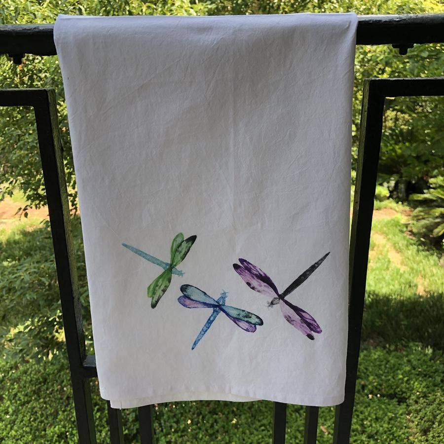 Watercolor Dragonfly Kitchen Towel Kitchen Towel/Dishcloth Blue Poppy Designs 27x27 Art Only