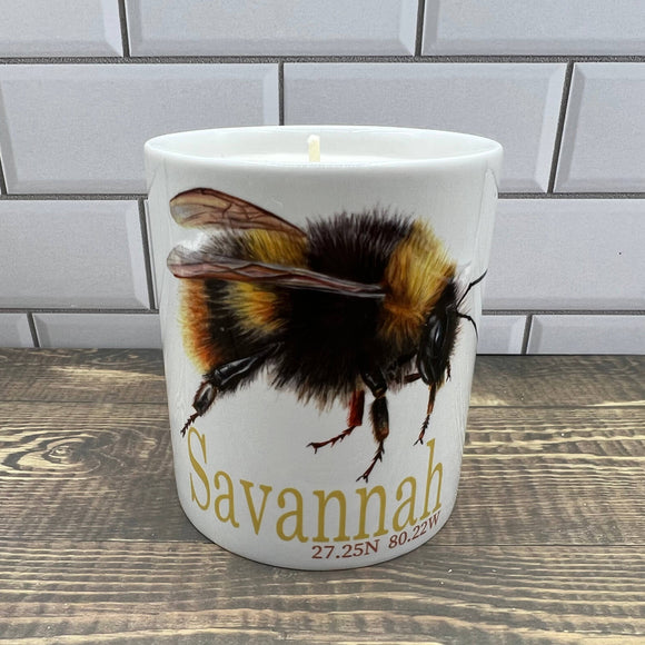 Bee ceramic Candle - Customize it with your town Jar/Filled Candle Blue Poppy Designs Apples & Maple Bourbon  
