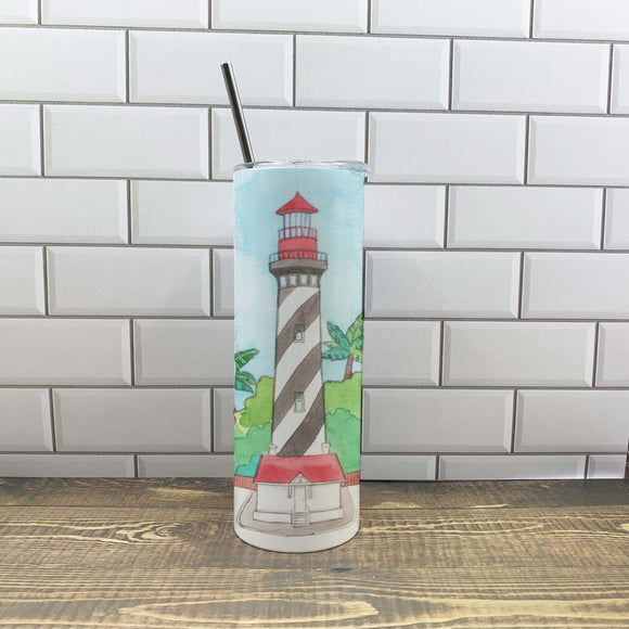 St Augustine Lighthouse 20oz Tumbler Insulated Mug/Tumbler Blue Poppy Designs Art Only  