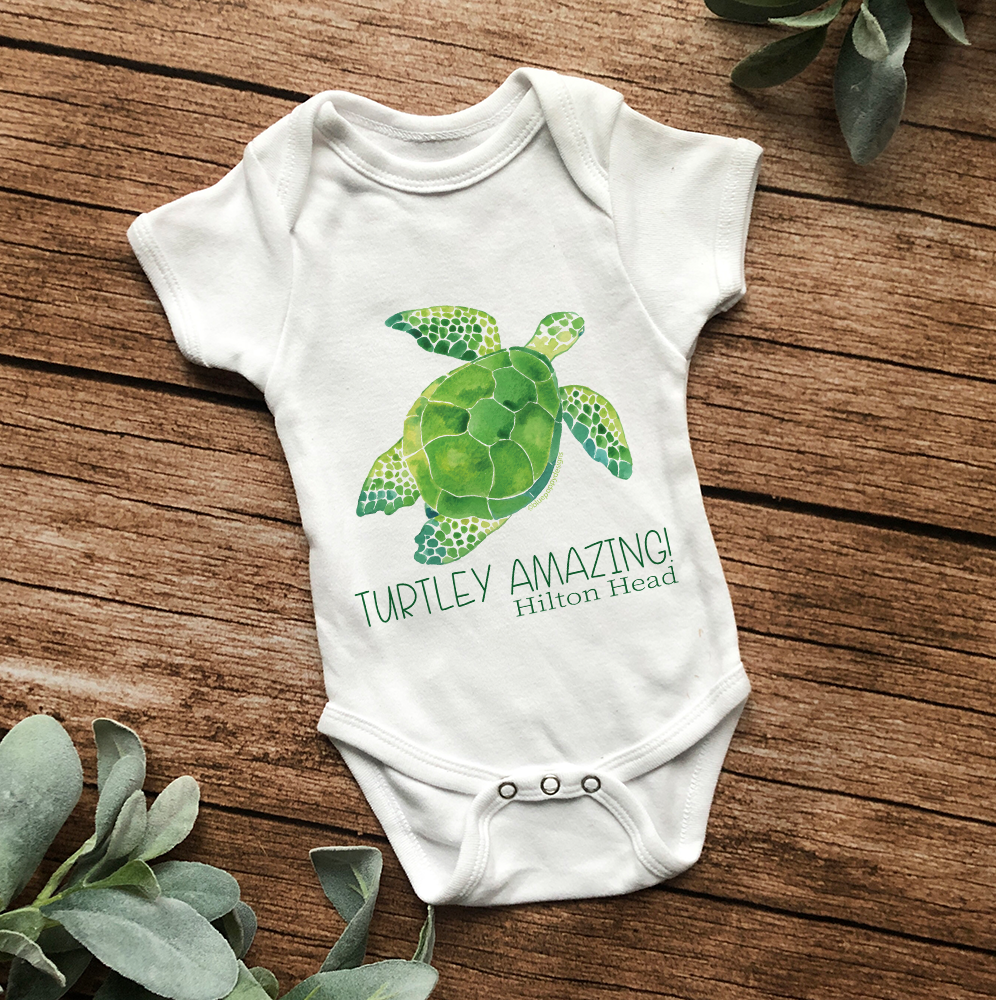 Turtley Amazing Baby Onesie Bodysuit (Non-Footed) - Baby Blue Poppy Designs Newborn Art Only