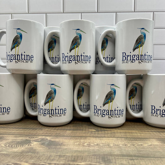 Watercolor Heron Ceramic Mug Coffee Mug/Cup Blue Poppy Designs