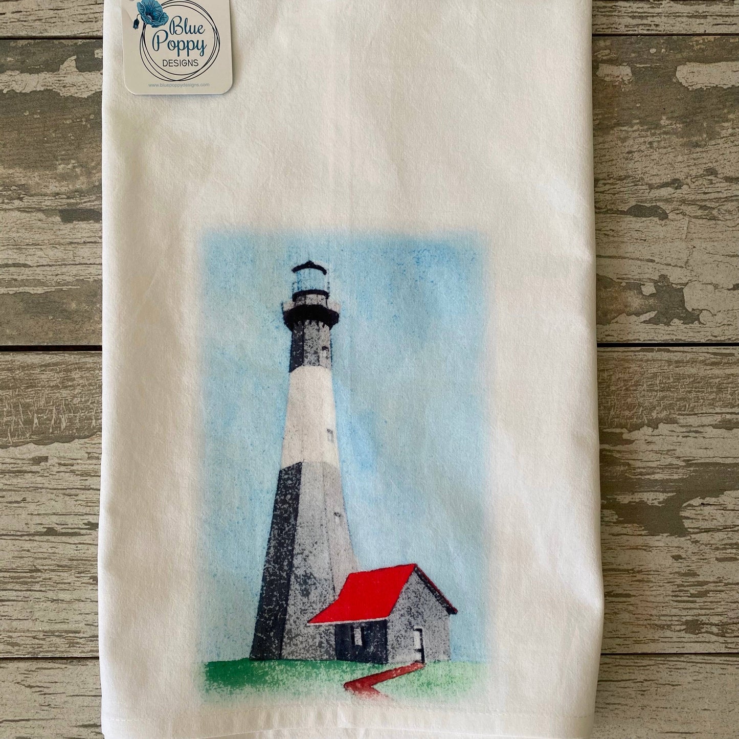 Lighthouse Watercolor Kitchen Towel Kitchen Towel/Dishcloth Blue Poppy Designs Art Only
