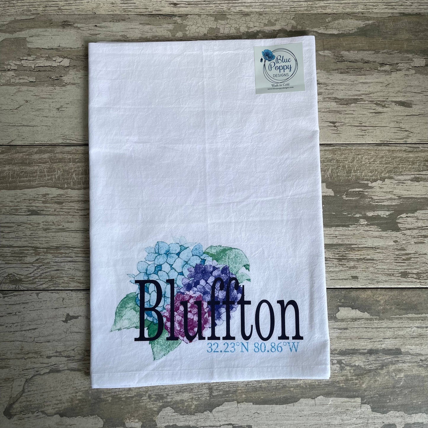 Hydrangea Kitchen Towel Kitchen Towel/Dishcloth Blue Poppy Designs Customized