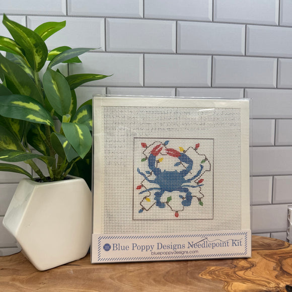 Christmas Crab Needlepoint Kit Blue Poppy Designs
