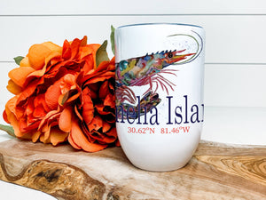 Colorful Shrimp Wine Tumbler - Customize it with "your town" Insulated Mug/Tumbler Blue Poppy Designs