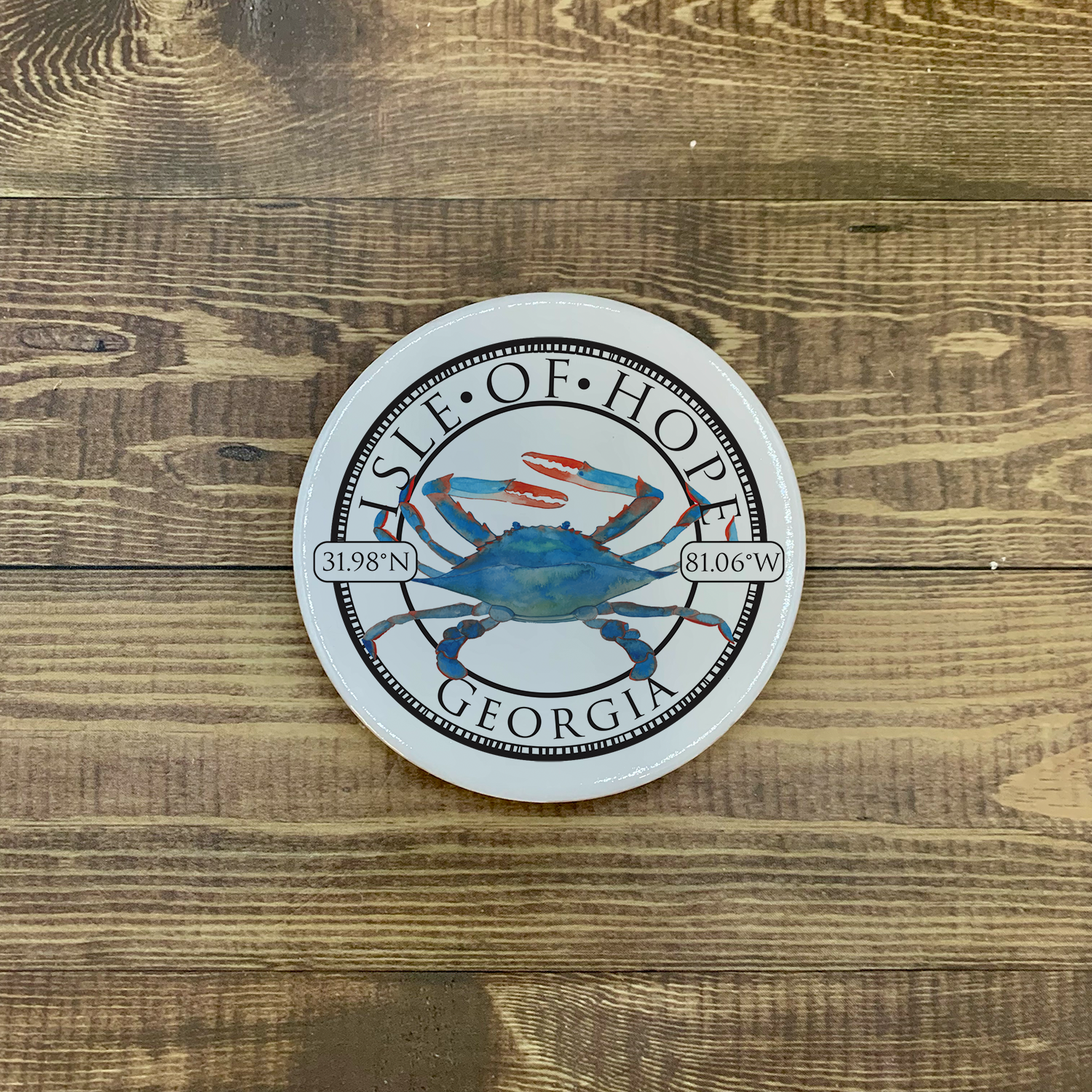 Your Town Blue Crab Ceramic Circle Coasters with Cork Back Coasters Blue Poppy Designs Default Title  