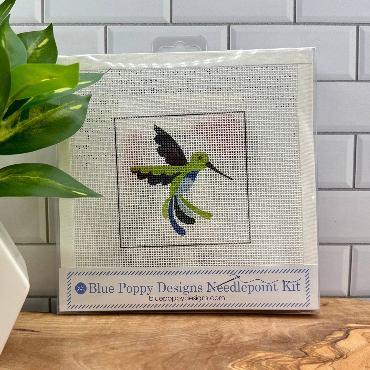 Hummingbird Needlepoint Kit Embroidery/Cross Stitch Supplies Blue Poppy Designs
