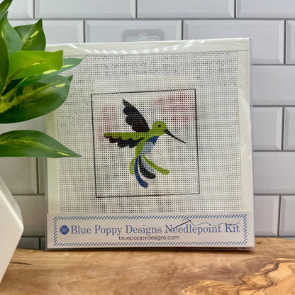 Hummingbird Needlepoint Kit Embroidery/Cross Stitch Supplies Blue Poppy Designs
