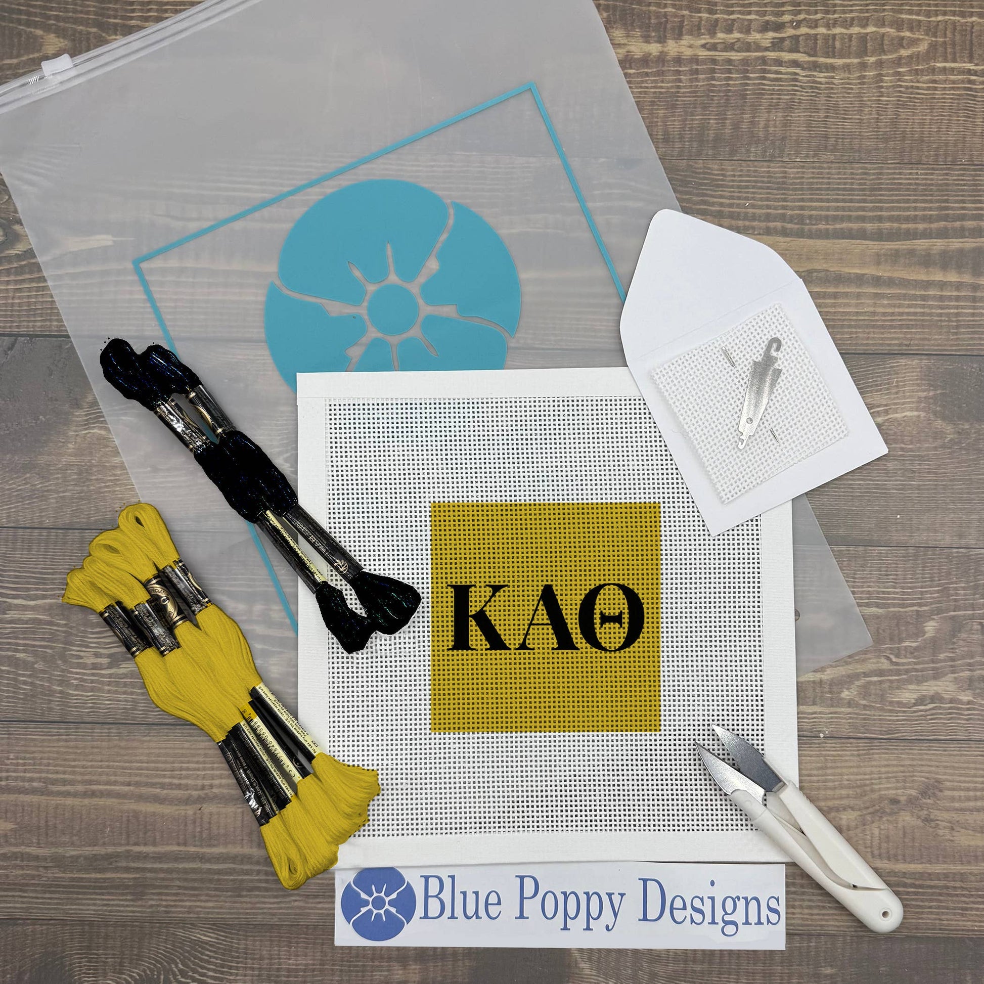 Kappa Alpha Theta 4x4 Needlepoint Kit Craft Sewing Kit Blue Poppy Designs