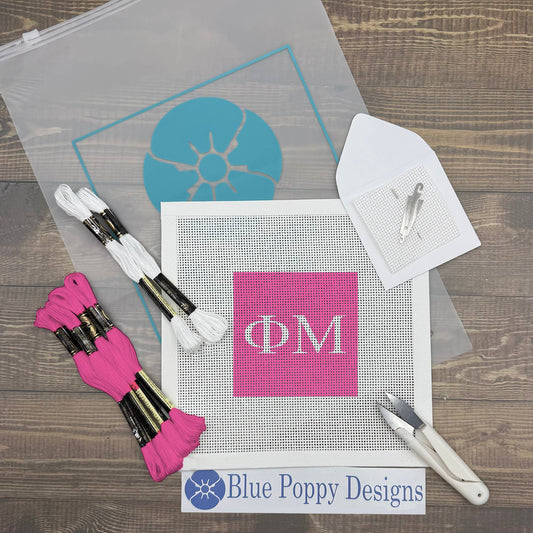 Phi Mu 4x4 Needlepoint Kit Craft Sewing Kit Blue Poppy Designs