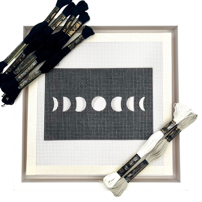 Moon Phases Needlepoint Design Needlepoint Kit Blue Poppy Designs