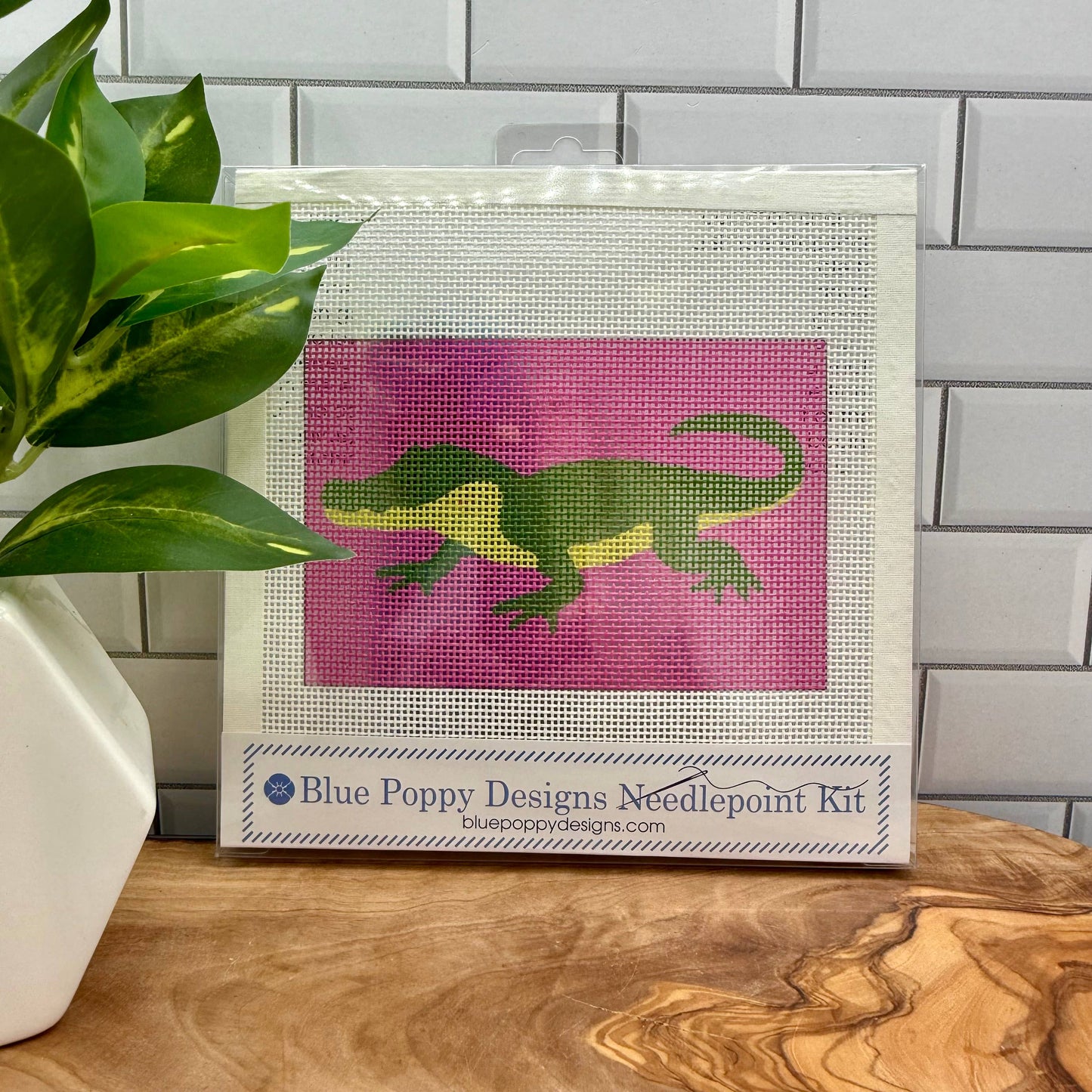Alligator Needlepoint Kit Embroidery/Cross Stitch Supplies Blue Poppy Designs