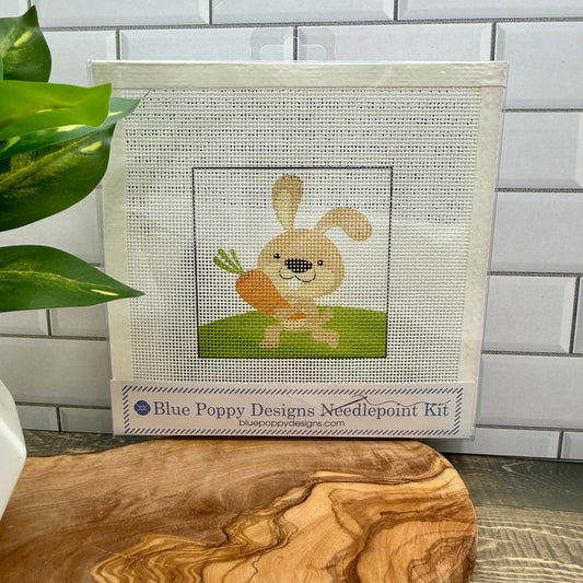 Rabbit with Carrot Needlepoint Kit Embroidery/Cross Stitch Supplies Blue Poppy Designs