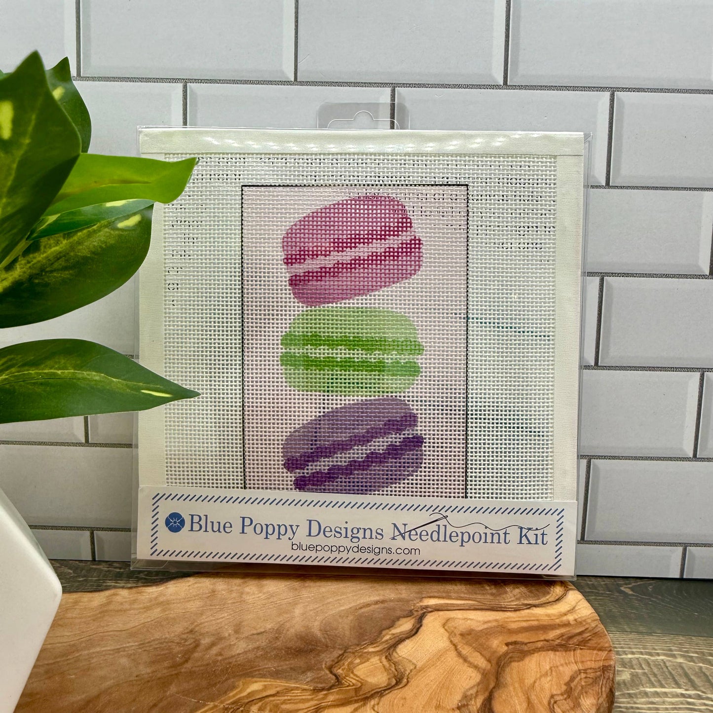 Paris Macarons Needlepoint Kit Embroidery/Cross Stitch Supplies Blue Poppy Designs