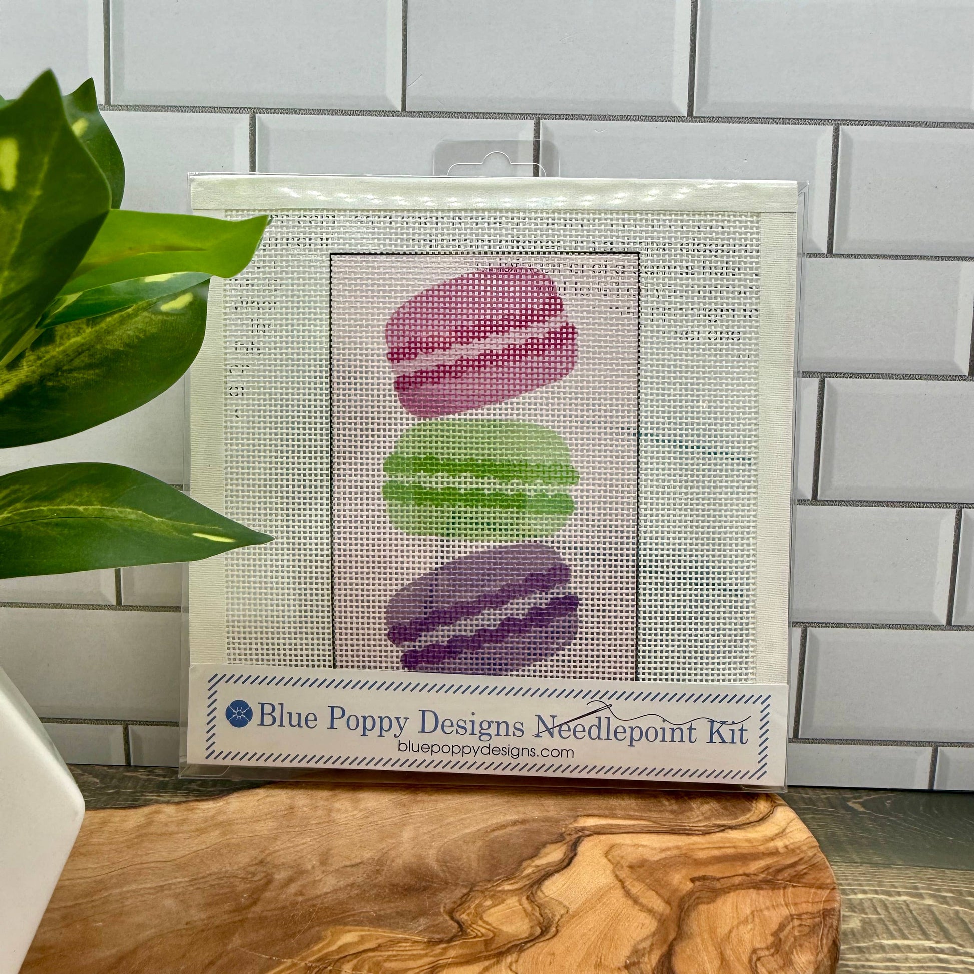 Paris Macarons Needlepoint Kit Embroidery/Cross Stitch Supplies Blue Poppy Designs