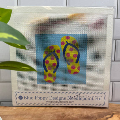 Flip Flops Needlepoint Kit Embroidery/Cross Stitch Supplies Blue Poppy Designs