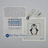 Penguin Needlepoint Kit Embroidery/Cross Stitch Supplies Blue Poppy Designs