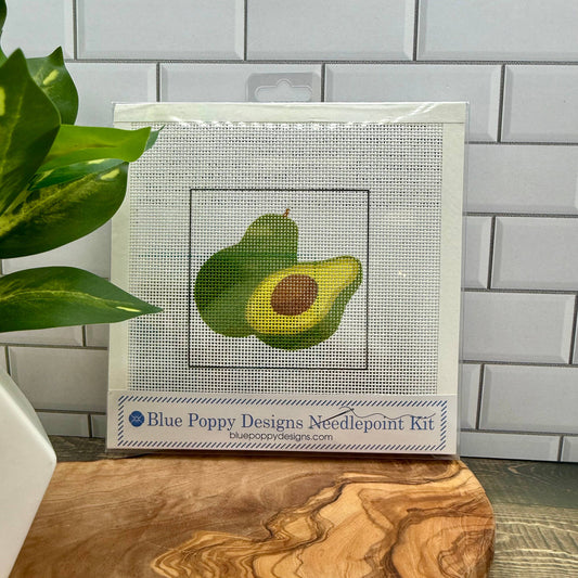 Avocado Needlepoint Kit Embroidery/Cross Stitch Supplies Blue Poppy Designs