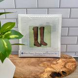 Riding Boots Needlepoint Kit Embroidery/Cross Stitch Supplies Blue Poppy Designs