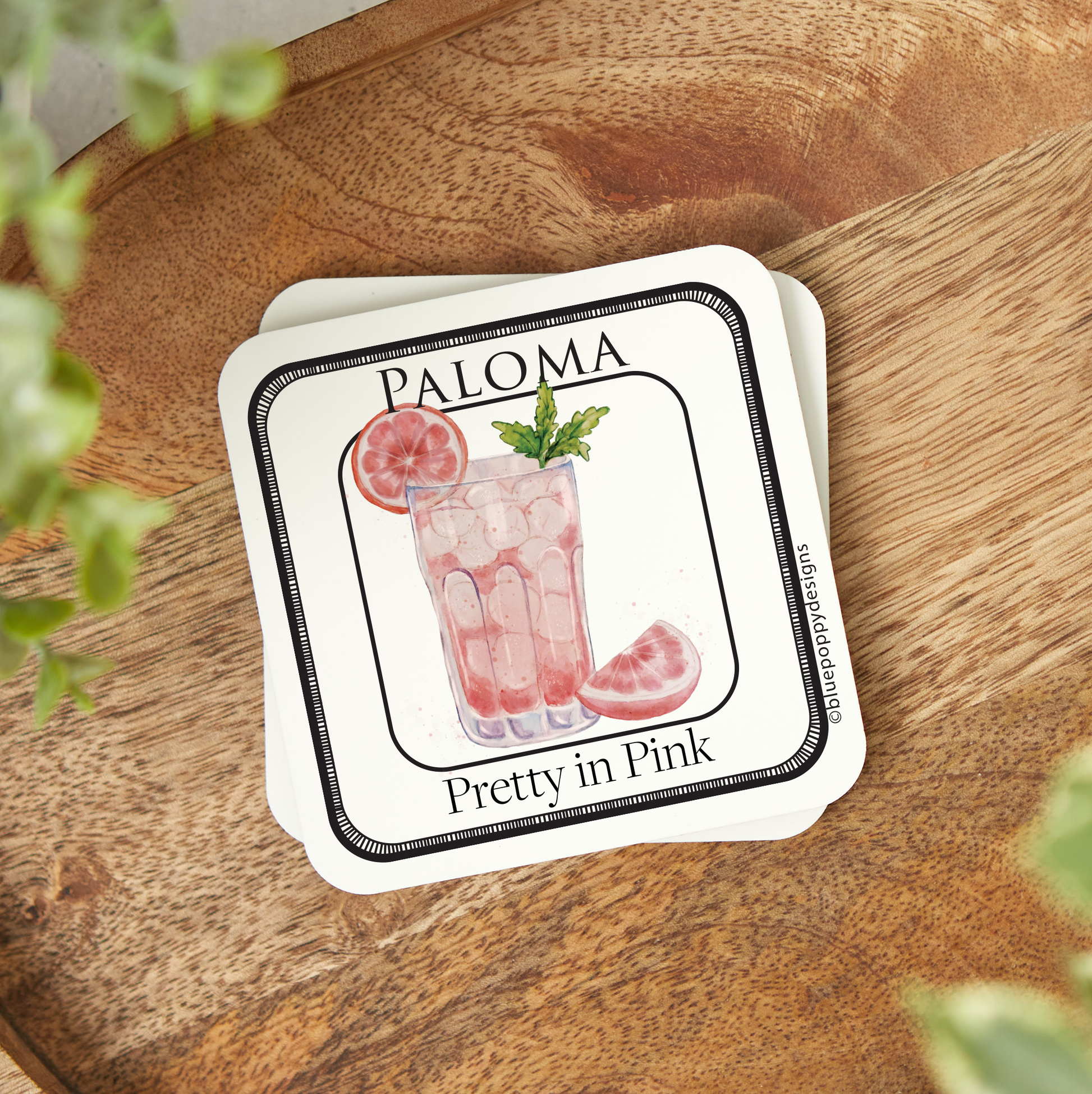 Watercolor Cocktail Coasters with Cork Backs Coasters Blue Poppy Designs Paloma  